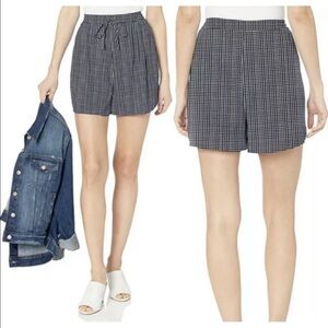J. Crew Mercantile navy white lightweight check pleated shorts Womens Sz S